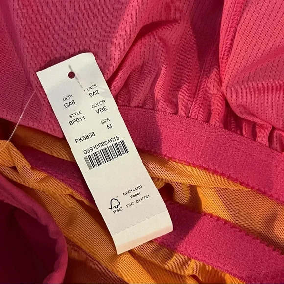 NWT J. Crew CloudStretch One-Shoulder Sports Dress w Shorts Pink Orange Tennis M - Picture 5 of 6